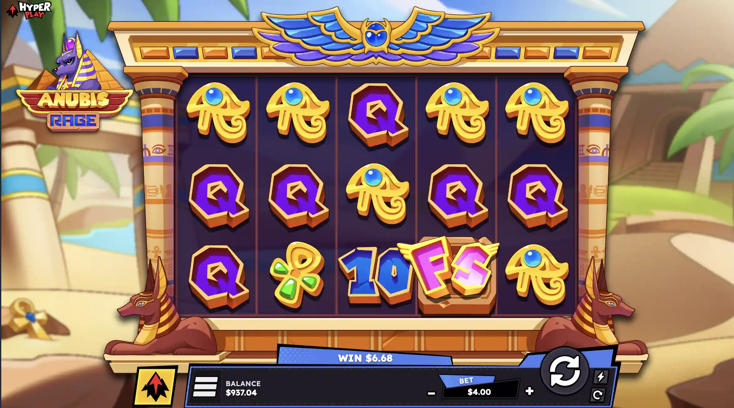 FS scatter on reel four of Anubis Rage